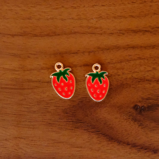 Strawberry Enamel Charms (Set of 2)