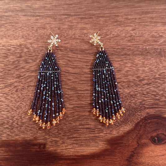 Sparkly Snowflake Fringe Earrings